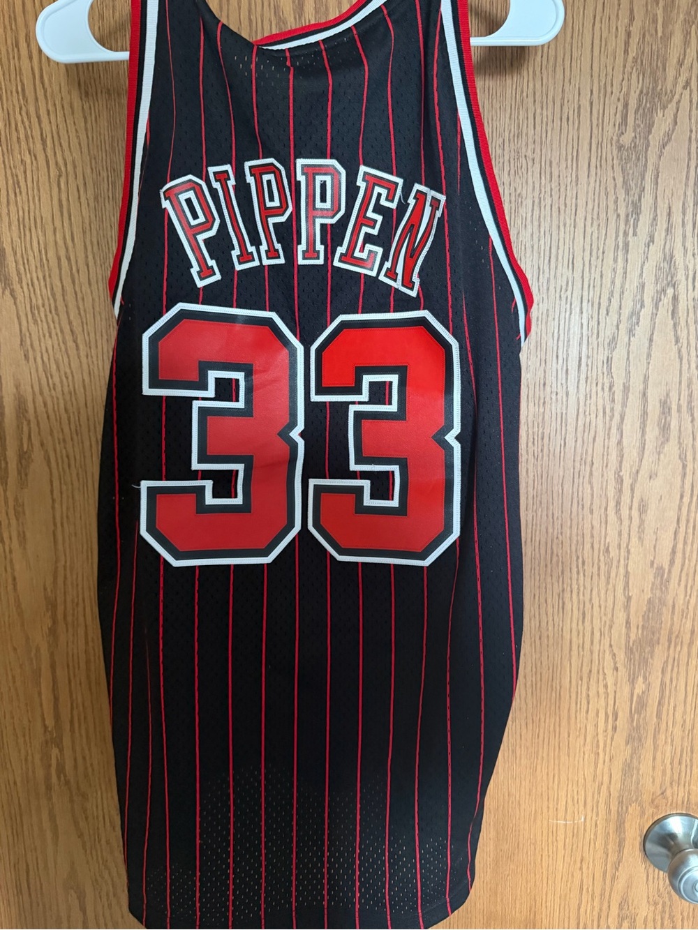 Men’s Large Black & Red Pippen #33 Basketball One-Piece Jersey